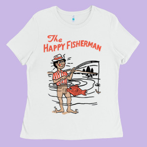 Vintage The Happy Fisherman 2022 Fishing Mens Kids Ladies Tee Designed By Minhpixels