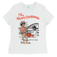 White Vintage The Happy Fisherman 2022 Fishing Mens Kids Ladies Tee - minhPixels