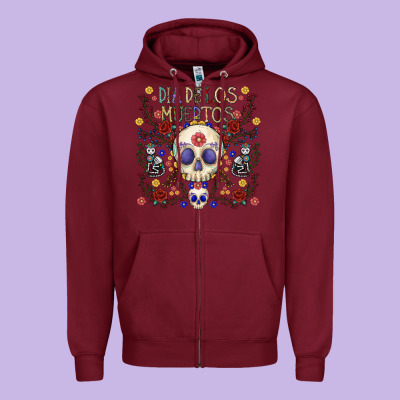 Dia De Los Muertos Zipper Hoodie Designed By Cowhidedigitalart