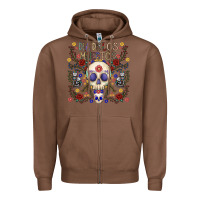 Chestnut dia de los muertos Zipper Hoodie - CowhideDigitalArt