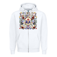 White dia de los muertos Zipper Hoodie - CowhideDigitalArt