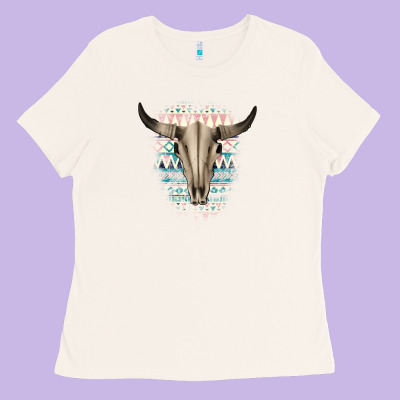 Western Aztec Bull Skull Ladies Tee Designed By Bettercallsaul