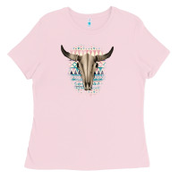 Bubblegum Pink Western Aztec Bull Skull Ladies Tee - Bettercallsaul