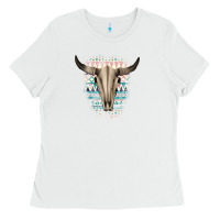 White Western Aztec Bull Skull Ladies Tee - Bettercallsaul