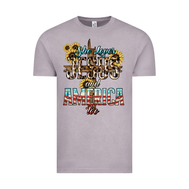 She Loves Jesus And America Too Sunflower Vintage Tee by HowdyJamesFarm | Teevron