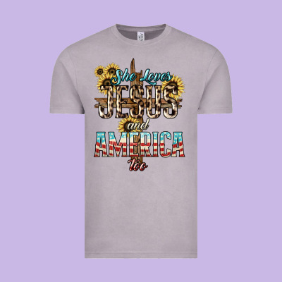 She Loves Jesus And America Too Sunflower Vintage Tee Designed By Howdyjamesfarm