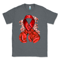 Charcoal Heather Red ribbon with boxing gloves Classic Tee - NancyCooperArtShop