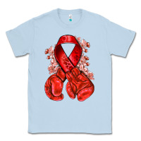 Dusty Blue Red ribbon with boxing gloves Classic Tee - NancyCooperArtShop