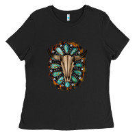 Black Western Gemstone Bull Skull Ladies Tee - Bettercallsaul
