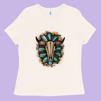 Western Gemstone Bull Skull Ladies Tee Designed By Bettercallsaul