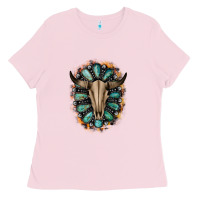Bubblegum Pink Western Gemstone Bull Skull Ladies Tee - Bettercallsaul