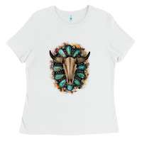 White Western Gemstone Bull Skull Ladies Tee - Bettercallsaul