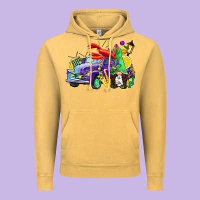 Mardi Gras Gnome On The Truck Vintage Hoodie Designed By Cowgirlartshop
