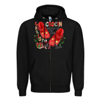 Black christmas crocin around the tree Zipper Hoodie - CowhideDigitalArt
