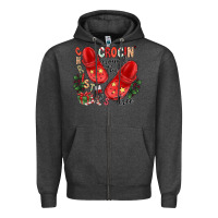 Charcoal Heather christmas crocin around the tree Zipper Hoodie - CowhideDigitalArt