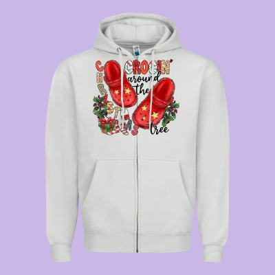 Christmas Crocin Around The Tree Zipper Hoodie Designed By Cowhidedigitalart