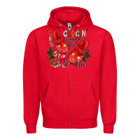 Red christmas crocin around the tree Zipper Hoodie - CowhideDigitalArt