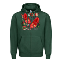 Sports Green christmas crocin around the tree Zipper Hoodie - CowhideDigitalArt