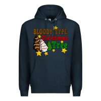 Navy Bloody Type Christmas Tree Premium Hoodie - FaDigitalArtStudio
