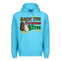 Ocean Blue Bloody Type Christmas Tree Premium Hoodie - FaDigitalArtStudio