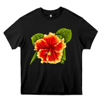 Black Hawaiian Hibiscus Flower Heavy Core Tee - LillyAllenDesigns
