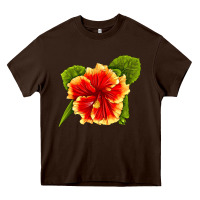 Chocolate Brown Hawaiian Hibiscus Flower Heavy Core Tee - LillyAllenDesigns