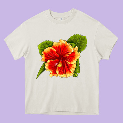 Hawaiian Hibiscus Flower Heavy Core Tee Designed By Lillyallendesigns