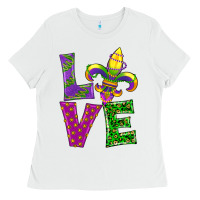 White mardi gras love Ladies Tee - RanaPortraitStore