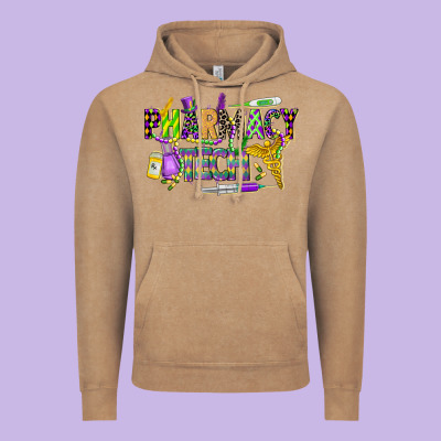Mardi Gras Pharmacy Tech Vintage Hoodie Designed By Cowgirlartshop