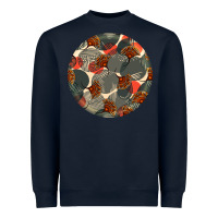 Navy african fabric pattern round earrings 5 Heavyweight Sweatshirt - BundleAndBundleShop