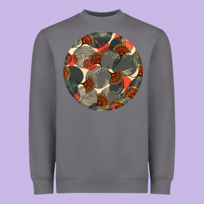 African Fabric Pattern Round Earrings 5 Heavyweight Sweatshirt Designed By Bundleandbundleshop