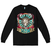 Black Mom Bull Skull Mother's Day Long Sleeve Tee - CowGirlArtShop