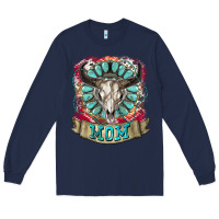 Navy Mom Bull Skull Mother's Day Long Sleeve Tee - CowGirlArtShop