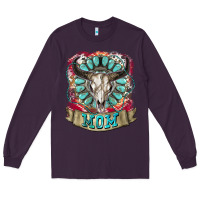 Plum Mom Bull Skull Mother's Day Long Sleeve Tee - CowGirlArtShop
