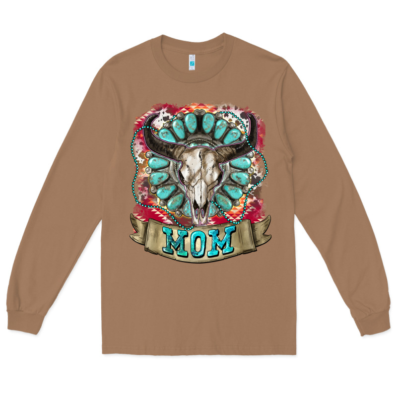Mom Bull Skull Mother's Day Long Sleeve Tee by CowGirlArtShop | Teevron