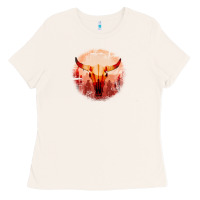 Bone Western Cowboy Sunset Bull Skull Ladies Tee - Bettercallsaul