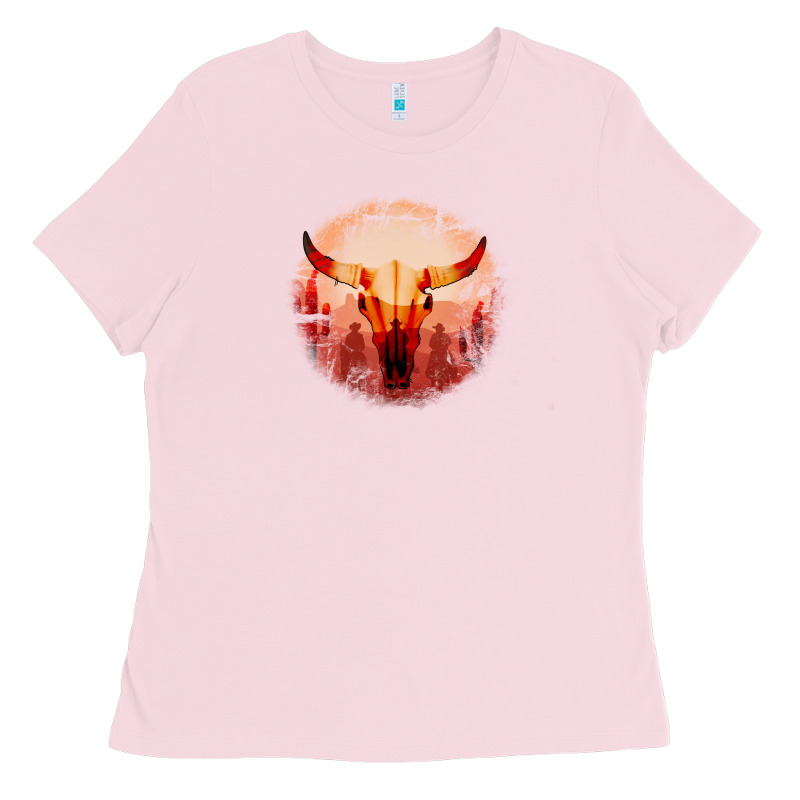 Western Cowboy Sunset Bull Skull Ladies Tee by Bettercallsaul | Teevron