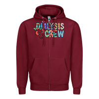Burgundy dialysis crew Zipper Hoodie - CowhideDigitalArt