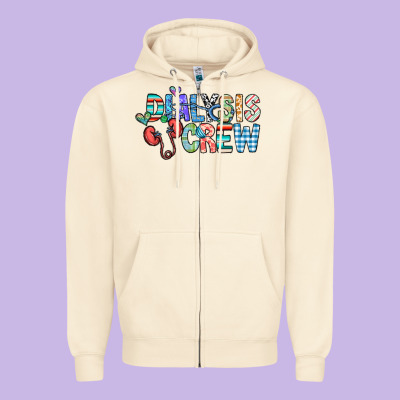 Dialysis Crew Zipper Hoodie Designed By Cowhidedigitalart