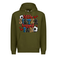 Army Green little sister biggest fan soccer Premium Hoodie - Jasminsmagicworld