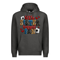 Charcoal Heather little sister biggest fan soccer Premium Hoodie - Jasminsmagicworld