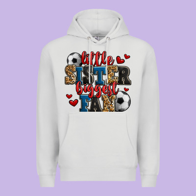 Little Sister Biggest Fan Soccer Premium Hoodie Designed By Jasminsmagicworld