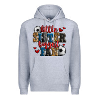 Heather Grey little sister biggest fan soccer Premium Hoodie - Jasminsmagicworld