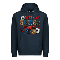 Navy little sister biggest fan soccer Premium Hoodie - Jasminsmagicworld