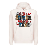 Pale Pink little sister biggest fan soccer Premium Hoodie - Jasminsmagicworld
