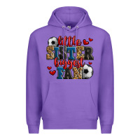 Purple little sister biggest fan soccer Premium Hoodie - Jasminsmagicworld