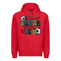 Red little sister biggest fan soccer Premium Hoodie - Jasminsmagicworld