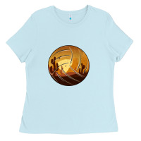 Baby Blue Desert Cactus Sunset Volleyball Ladies Tee - Bettercallsaul