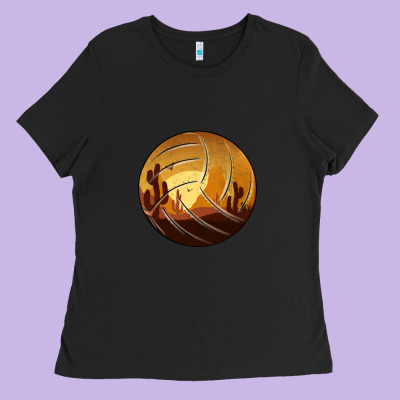 Desert Cactus Sunset Volleyball Ladies Tee Designed By Bettercallsaul