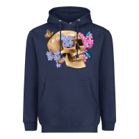 Navy skull flora butterfly Heavyweight Hoodie - Artiststas